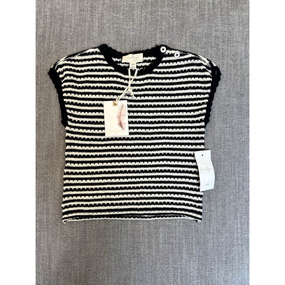 Jessica Simpson Baby Girls 24M Black White Stripe Knit Top